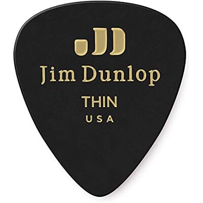 Dunlop Classic Celluloid, pak van 12 dun zwart Dunlop Classic Celluloid, pak van 12 dun zwart