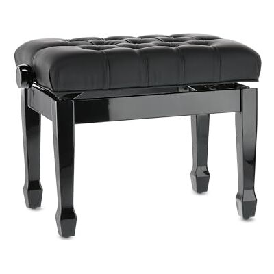 GEWA Deluxe XL pianobank, glanzend zwart, kunstleren bekleding, extra dikke bekleding GEWA Deluxe XL pianobank, glanzend zwart, kunstleren bekleding, extra dikke bekleding