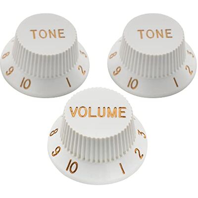 Musiclily Pro Imperial Inch Size Potentiometerknoppen 1 Volume 2 Tone Knobs voor USA Strat Style Elektrische Gitaar, Wit 2T1V voor elektrische gitaar USA Fender Strat Musiclily Pro Imperial Inch Size Potentiometerknoppen 1 Volume 2 Tone Knobs voor USA Strat Style Elektrische Gitaar, Wit 2T1V voor elektrische gitaar USA Fender Strat