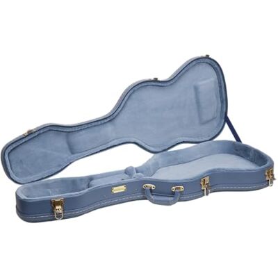 Crossrock Stratocaster/Telecaster Elektrische Gitaar Houten Hard Case Gesneden Smoke Blue Finish, Monochrome Blauwe binnenkant, Slot Reliëf Premium Serie Crossrock Stratocaster/Telecaster Elektrische Gitaar Houten Hard Case Gesneden Smoke Blue Finish, Monochrome Blauwe binnenkant, Slot Reliëf Premium Serie