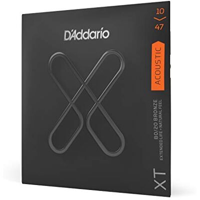 D'Addario XT XTABR1047 akoestische gitaarsnaren met fosforbronzen coating, langere levensduur met natuurlijke toon en gevoel, voor 80/20-snarige gitaren, 6 extra licht D'Addario XT XTABR1047 akoestische gitaarsnaren met fosforbronzen coating, langere levensduur met natuurlijke toon en gevoel, voor 80/20-snarige gitaren, 6 extra licht