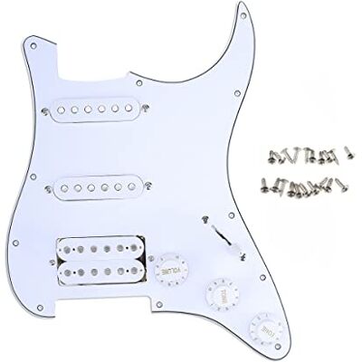 Musiclily 11 Schroefgaten HSS Strat Loaded Pickguard ST Slagplaat met Single Coil Humbucker Elementenset voor Elektrische Gitaar Fender USA/Mexican Stratocaster Squier, 3-laags Wit met Simple Coil Humbucker Set,voor Strat Type Elektrische Gitaar Musiclily 11 Schroefgaten HSS Strat Loaded Pickguard ST Slagplaat met Single Coil Humbucker Elementenset voor Elektrische Gitaar Fender USA/Mexican Stratocaster Squier, 3-laags Wit met Simple Coil Humbucker Set,voor Strat Type Elektrische Gitaar