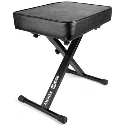 RockJam Premium toetsenbordbank met verstelbare bekleding of digitale pianokruk Pianobank met 4 hoogtes met dikke gevoerde zitting en inklapbaar X-frame van staal voor kinderen, volwassenen en leraren RockJam Premium toetsenbordbank met verstelbare bekleding of digitale pianokruk Pianobank met 4 hoogtes met dikke gevoerde zitting en inklapbaar X-frame van staal voor kinderen, volwassenen en leraren