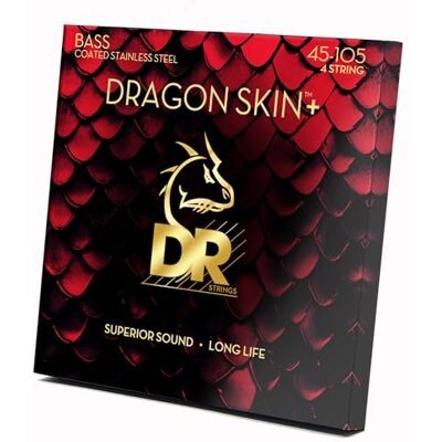 DR Strings DRAGON SKIN+ gecoate roestvrijstalen bassnaren DBS-45 superieur geluid met aangenaam gevoel en lange levensduur: Medium 45-105 DR Strings DRAGON SKIN+ gecoate roestvrijstalen bassnaren DBS-45 superieur geluid met aangenaam gevoel en lange levensduur: Medium 45-105