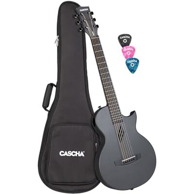 CASCHA Akoestische gitaar van koolstofvezel voor volwassenen, reizen, akoestische gitaar met draagtas, gitaarriem, reinigingsdoek, plectrums, reservesnaren CASCHA Akoestische gitaar van koolstofvezel voor volwassenen, reizen, akoestische gitaar met draagtas, gitaarriem, reinigingsdoek, plectrums, reservesnaren