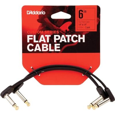 Waves D'Addario 6 inch haakse platte aansluitkabel dubbele PK Waves D'Addario 6 inch haakse platte aansluitkabel dubbele PK