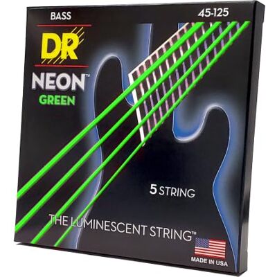 DR Strings NEON 45-125 snaren voor basgitaar, groen DR Strings NEON 45-125 snaren voor basgitaar, groen