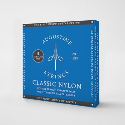 Augustine Classic Nylon Blauw 3x Set van 6 snaren Normale spanning/Hoogspanning Augustine Classic Nylon Blauw 3x Set van 6 snaren Normale spanning/Hoogspanning