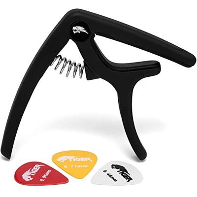 Tiger GACAPO9-BK zwarte klem capo met snelsluiting Tiger GACAPO9-BK zwarte klem capo met snelsluiting