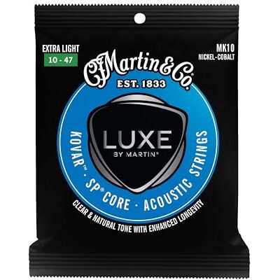 Martin LUXE BY ® Kovar™ SP® Core gitaarsnaren – extra lichte gauge nikkel-kobalt legering wrap met SP Core Lage spanning, gebalanceerde toon en langdurige prestaties Martin LUXE BY ® Kovar™ SP® Core gitaarsnaren – extra lichte gauge nikkel-kobalt legering wrap met SP Core Lage spanning, gebalanceerde toon en langdurige prestaties