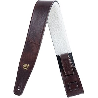 Ernie Ball Verstelbare riem van Italiaans leer met bontvulling, 6,3 cm, bruin Ernie Ball Verstelbare riem van Italiaans leer met bontvulling, 6,3 cm, bruin