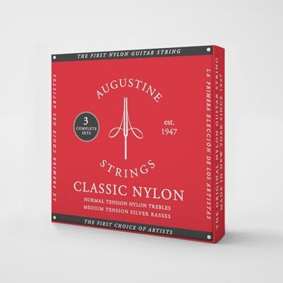 Augustine Classic Nylon Rood 3x Set van 6 snaren Normale spanning Augustine Classic Nylon Rood 3x Set van 6 snaren Normale spanning