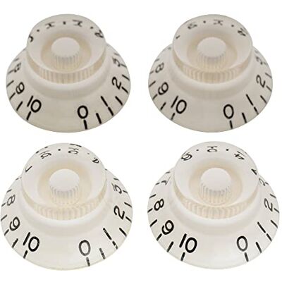 Musiclily Pro Inch Size Fine 24-spline bel potentiometerknop volumeregelingsknop toon top hoed bel knoppen voor VS elektrische gitaar stijl LP SG, wit (4 stuks) Musiclily Pro Inch Size Fine 24-spline bel potentiometerknop volumeregelingsknop toon top hoed bel knoppen voor VS elektrische gitaar stijl LP SG, wit (4 stuks)