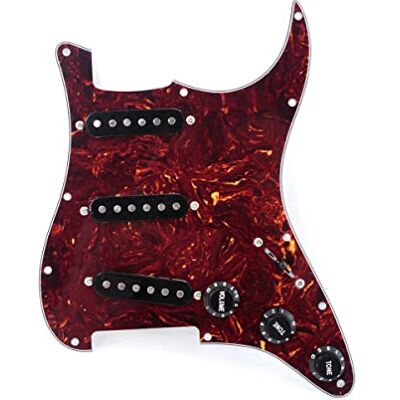 Musiclily Pickguard Voorbedrade SSS Single Coil Microfoons voor Fender Strat Straocaster ST Gitaar Stuks, Donker Tortoise Brown Musiclily Pickguard Voorbedrade SSS Single Coil Microfoons voor Fender Strat Straocaster ST Gitaar Stuks, Donker Tortoise Brown