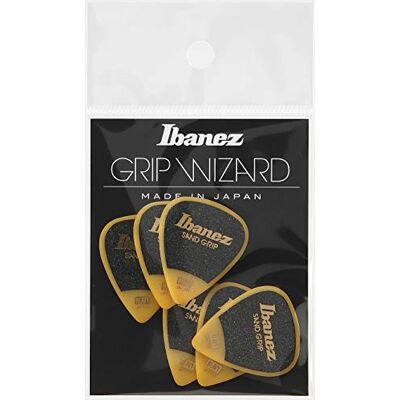 Ibanez PPA14HSGYE Grip WIZARD plectrums met zandgreep, 1,0 mm, geel, 6 stuks Ibanez PPA14HSGYE Grip WIZARD plectrums met zandgreep, 1,0 mm, geel, 6 stuks