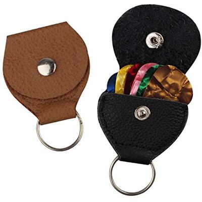 Futheda Plectrumhouder van leer en 6 gekleurde celluloid plectrums voor elektrische gitaren, akoestische en basgitaren, 0,71 mm, 2 stuks 6.5x4.8x1 cm Futheda Plectrumhouder van leer en 6 gekleurde celluloid plectrums voor elektrische gitaren, akoestische en basgitaren, 0,71 mm, 2 stuks 6.5x4.8x1 cm