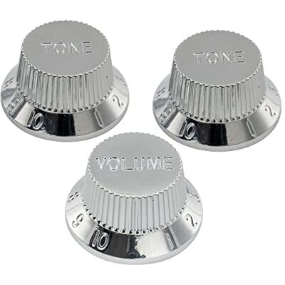Musiclily Pro Inch Size Stratocaster Potentiometer Knoppen 1 Volume 2 Tone Knopen voor USA Strat Style Elektrische Gitaar, Chroom Musiclily Pro Inch Size Stratocaster Potentiometer Knoppen 1 Volume 2 Tone Knopen voor USA Strat Style Elektrische Gitaar, Chroom