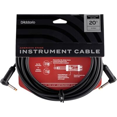 Waves PW-AMSGRR-20 American Stage instrumentkabel haaks 6 m Zwart Waves PW-AMSGRR-20 American Stage instrumentkabel haaks 6 m Zwart