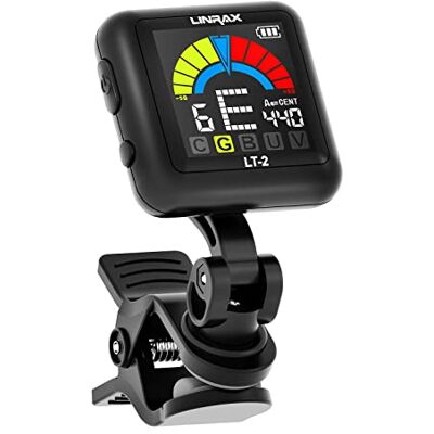 LINRAX LT-2 Gitaarstemapparaat, oplaadbaar, chromatische klemtuner voor basgitaar ukelele viool banjo mandoline, elektrische clip-tuner stemapparaat met 360° lcd-kleurendisplay, zwart LINRAX LT-2 Gitaarstemapparaat, oplaadbaar, chromatische klemtuner voor basgitaar ukelele viool banjo mandoline, elektrische clip-tuner stemapparaat met 360° lcd-kleurendisplay, zwart