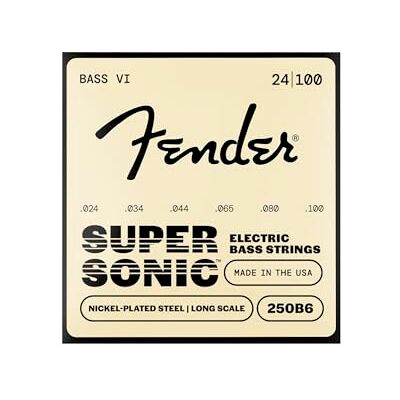 Fender Super 250 Bass VI Snaren Nikkel Plated Steel 6-snarig Complete set snaren voor de Bass VI, vernikkeld staal, kogeluiteinde, lange maandelijks, heldere klank, warm gevoel Fender Super 250 Bass VI Snaren Nikkel Plated Steel 6-snarig Complete set snaren voor de Bass VI, vernikkeld staal, kogeluiteinde, lange maandelijks, heldere klank, warm gevoel