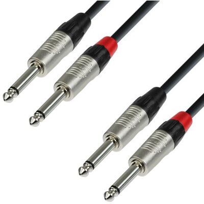Adam Hall 4-sterren audiokabel 6,3 mm stereo jack naar 2x 6,3 mm mono-aansluiting, lengte 3 m Adam Hall 4-sterren audiokabel 6,3 mm stereo jack naar 2x 6,3 mm mono-aansluiting, lengte 3 m
