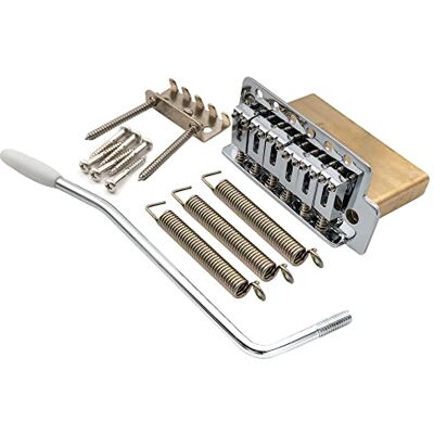Musiclily Pro 52,5 mm (2-1/16 inch) snaarafstand, 6 schroeven, tremolo vibrato brug met koperen blok, meet 40 mm hoog, voor Squier Strato stijl, elektrische gitaar, chroom Musiclily Pro 52,5 mm (2-1/16 inch) snaarafstand, 6 schroeven, tremolo vibrato brug met koperen blok, meet 40 mm hoog, voor Squier Strato stijl, elektrische gitaar, chroom