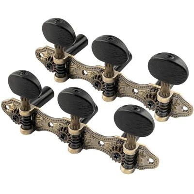 Musiclily Pro Ratio 14:1 Set van 6 mechanica in bakerstijl op twee platen voor klassieke gitaar, antiek koper Musiclily Pro Ratio 14:1 Set van 6 mechanica in bakerstijl op twee platen voor klassieke gitaar, antiek koper