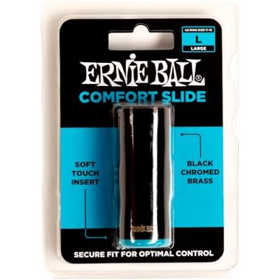 Ernie Ball Comfort Gitaarslide maat L, maat L, messing verchroomd zwart Ernie Ball Comfort Gitaarslide maat L, maat L, messing verchroomd zwart