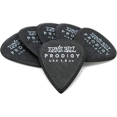 Ernie Ball Prodigy plectrums, standaard, 1,5 mm, zwart, 6 stuks Ernie Ball Prodigy plectrums, standaard, 1,5 mm, zwart, 6 stuks