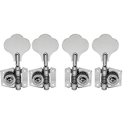 Musiclily Basic Ratio 24:1 Mechanische Bas 2x2 Knop Klaverblad Open Machine Heads voor Gitaar Bass Ibanez Style, Chrome Musiclily Basic Ratio 24:1 Mechanische Bas 2x2 Knop Klaverblad Open Machine Heads voor Gitaar Bass Ibanez Style, Chrome