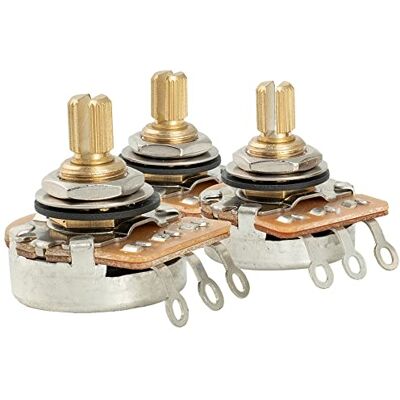 Musiclily Pro HD A250K + B250K potentiometer korte as gleuf 1/4 inch 2A+1B Messing, lineaire audio, voor elektrische gitaar bas Musiclily Pro HD A250K + B250K potentiometer korte as gleuf 1/4 inch 2A+1B Messing, lineaire audio, voor elektrische gitaar bas