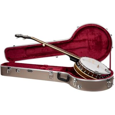 Crossrock Gibson 5-snarige resonator en hoes voor Tenor Banjo Gegoten ABS harde schaal met veiligheidsslot, metalen poten en afneembare riemen champagne (CRA861BJCH) Crossrock Gibson 5-snarige resonator en hoes voor Tenor Banjo Gegoten ABS harde schaal met veiligheidsslot, metalen poten en afneembare riemen champagne (CRA861BJCH)