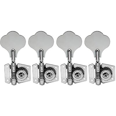 Musiclily Basic Ratio 24:1 Mechanische Bass 4-in-line Type Klaver Machine Heads Open Stijl voor Gitaar Bass Stijl PB of JB, Chrome Musiclily Basic Ratio 24:1 Mechanische Bass 4-in-line Type Klaver Machine Heads Open Stijl voor Gitaar Bass Stijl PB of JB, Chrome