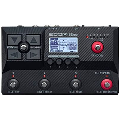 Zoom B2 FOUR Multi-Effect Bass Pedaal met versterker- en DI-emulatie voor podium, studio en opname, met looper en drumbox Zoom B2 FOUR Multi-Effect Bass Pedaal met versterker- en DI-emulatie voor podium, studio en opname, met looper en drumbox
