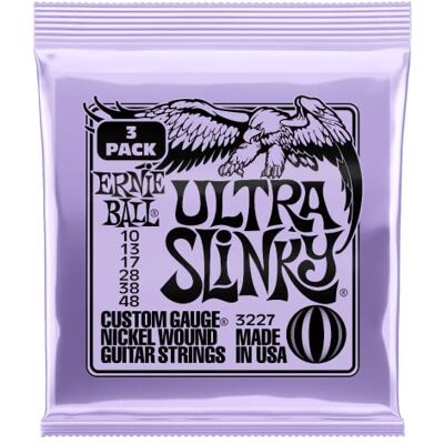 Ernie Ball Extra Slinky Set van 3 sets snaren voor elektrische gitaar, vernikkeld, dikte 10-48 Ernie Ball Extra Slinky Set van 3 sets snaren voor elektrische gitaar, vernikkeld, dikte 10-48