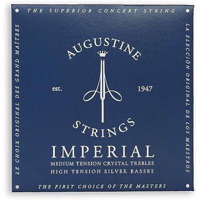 Augustine 650477 Imperial Blue Label snaren voor klassieke gitaar sterk/sterke spanning Augustine 650477 Imperial Blue Label snaren voor klassieke gitaar sterk/sterke spanning