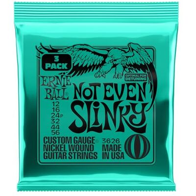 Ernie Ball Not Even Slinky Set van 3 sets nikkelsnaren voor elektrische gitaar, dikte 12-56 Ernie Ball Not Even Slinky Set van 3 sets nikkelsnaren voor elektrische gitaar, dikte 12-56
