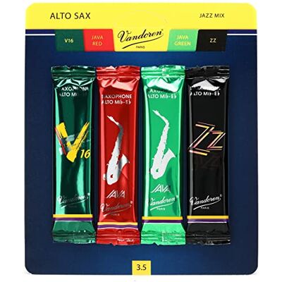 Vandoren SRMIXA35 Altsaxofoon Jazz mengkaart inclusief 1 stuk ZZ, V16, JAVA en JAVA Red Force 3.5 Vandoren SRMIXA35 Altsaxofoon Jazz mengkaart inclusief 1 stuk ZZ, V16, JAVA en JAVA Red Force 3.5
