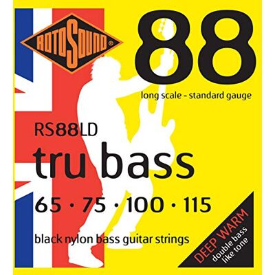 Rotosound snaren, 4, 65-115 zwart, nylon, platte snaren, 4-snaren voor basgitaar Rotosound snaren, 4, 65-115 zwart, nylon, platte snaren, 4-snaren voor basgitaar