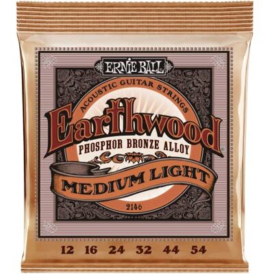 Ernie Ball Earthwood Medium Light Fosfor Brons Akoestische gitaarsnaren 12-54 gauge Ernie Ball Earthwood Medium Light Fosfor Brons Akoestische gitaarsnaren 12-54 gauge