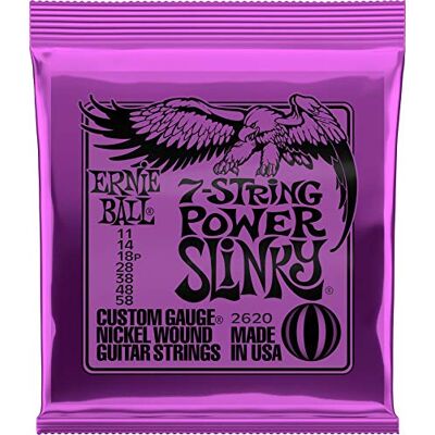 Ernie Ball Power Slinky snaren voor elektrische gitaar met 7 snaren, nikkel, 11-58 gauge Ernie Ball Power Slinky snaren voor elektrische gitaar met 7 snaren, nikkel, 11-58 gauge
