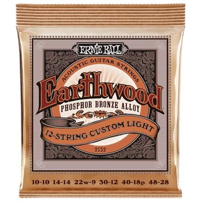 Ernie Ball Earthwood 12-string, aangepaste lichtfosfor, brons, akoestische gitaarsnaren, 10-48 gauge Ernie Ball Earthwood 12-string, aangepaste lichtfosfor, brons, akoestische gitaarsnaren, 10-48 gauge