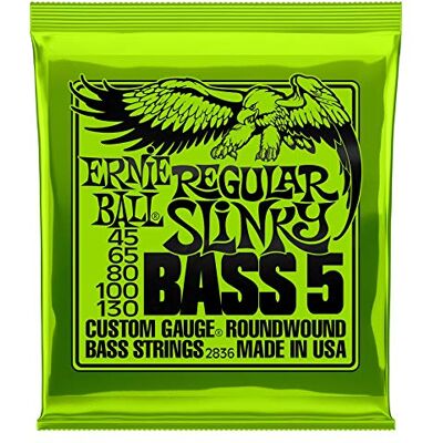 Ernie Ball Regular Slinky snaren voor 5-snarige elektrische bas, nikkel, gauge: 45-130 Ernie Ball Regular Slinky snaren voor 5-snarige elektrische bas, nikkel, gauge: 45-130