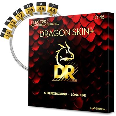 DR Strings DR DEQ-10 DRAGON SKIN+™ snaren voor elektrische gitaar 10-46 snaren voor elektrische gitaar DR Strings DR DEQ-10 DRAGON SKIN+™ snaren voor elektrische gitaar 10-46 snaren voor elektrische gitaar