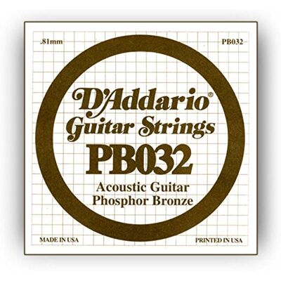 D'Addario PB032 .032 Fosfor akoestische gitaren, enkele snaar D'Addario PB032 .032 Fosfor akoestische gitaren, enkele snaar