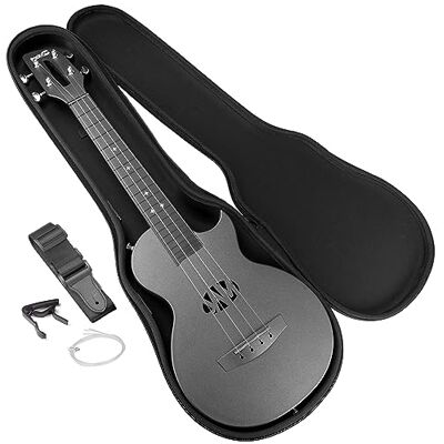 RockJam Koolstofvezel ukelele met koffer, capo en riem RockJam Koolstofvezel ukelele met koffer, capo en riem