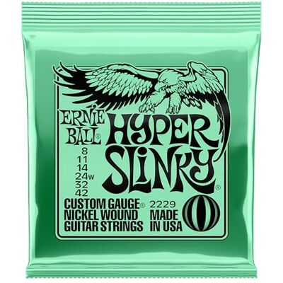 Ernie Ball Hyper Slinky Snaren voor elektrische gitaar, vernikkeld, dikte 8-42 Ernie Ball Hyper Slinky Snaren voor elektrische gitaar, vernikkeld, dikte 8-42