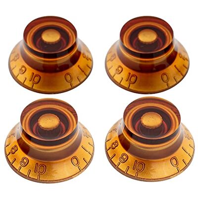 Musiclily Pro metrische knoppen Top Hat Bell Knobs Amber Set van 4 18 tanden, voor elektrische gitaar Epi LP SG Musiclily Pro metrische knoppen Top Hat Bell Knobs Amber Set van 4 18 tanden, voor elektrische gitaar Epi LP SG