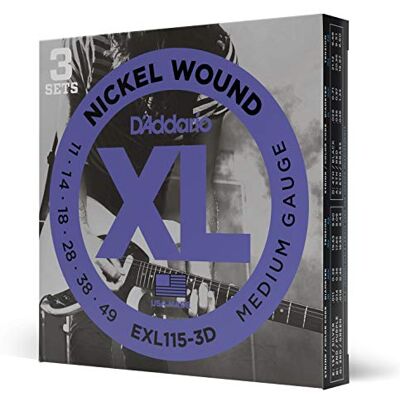 D'Addario EXL115-3D elektrische gitaarsnaren, 3 stuks, elektrische gitaarsnaren, het populairste merk ter wereld, vernikkeld staal, medium (11-49) D'Addario EXL115-3D elektrische gitaarsnaren, 3 stuks, elektrische gitaarsnaren, het populairste merk ter wereld, vernikkeld staal, medium (11-49)