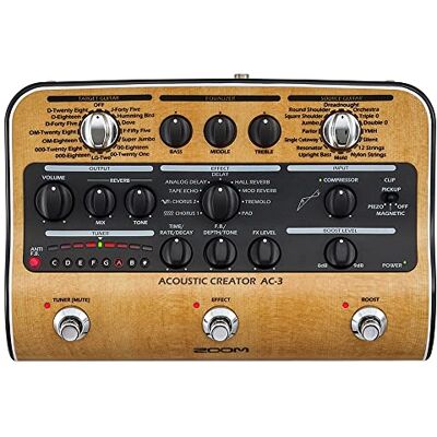 Zoom AC-3 Acoustic Creator Stereo DI-voorversterker en effectpedaal voor akoestische gitaren, modellering van verschillende lichaamsvormen, compressor, effecten, tuner voor studio en podium Zoom AC-3 Acoustic Creator Stereo DI-voorversterker en effectpedaal voor akoestische gitaren, modellering van verschillende lichaamsvormen, compressor, effecten, tuner voor studio en podium